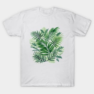 Green Tropical Palm & Monstera Leaves T-Shirt